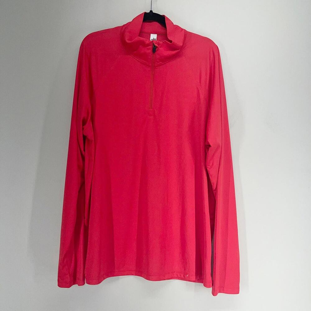 Alo Yoga 1/4 Zip Pullover‎ Mens XL Red Performance Long Sleeve Athletic